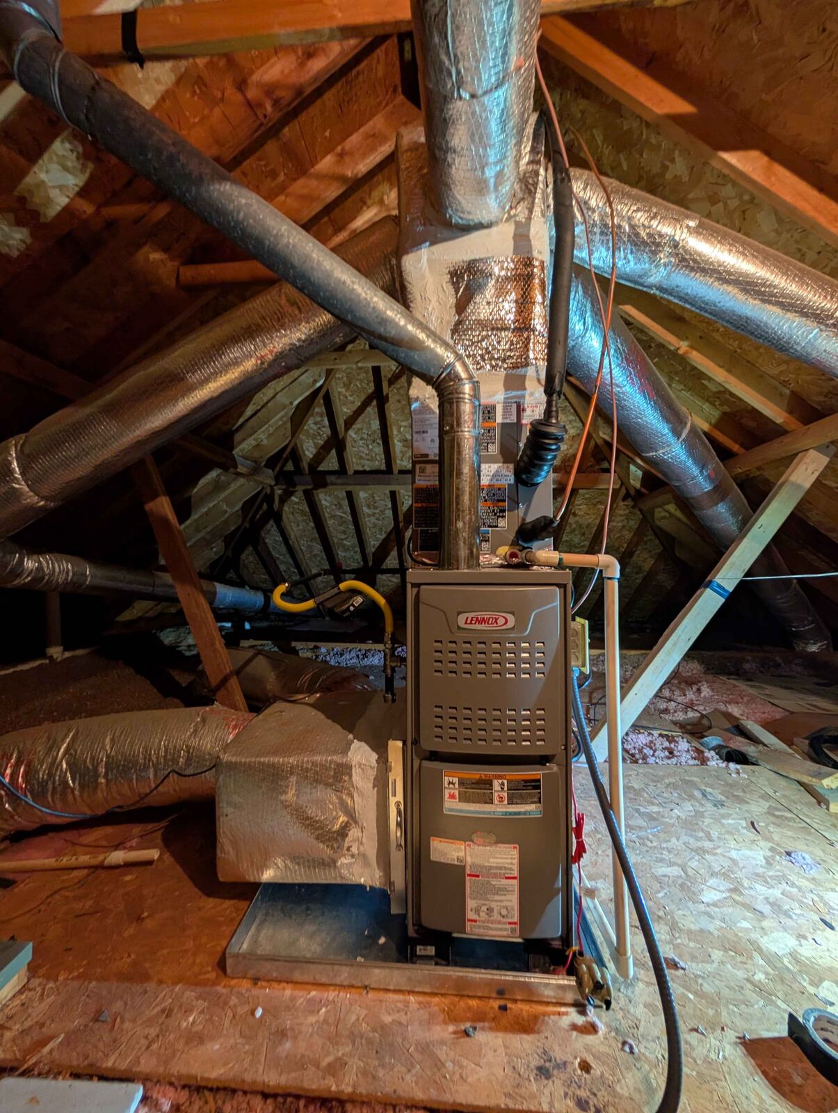 Attic furnace installation by Chilly Willy Air