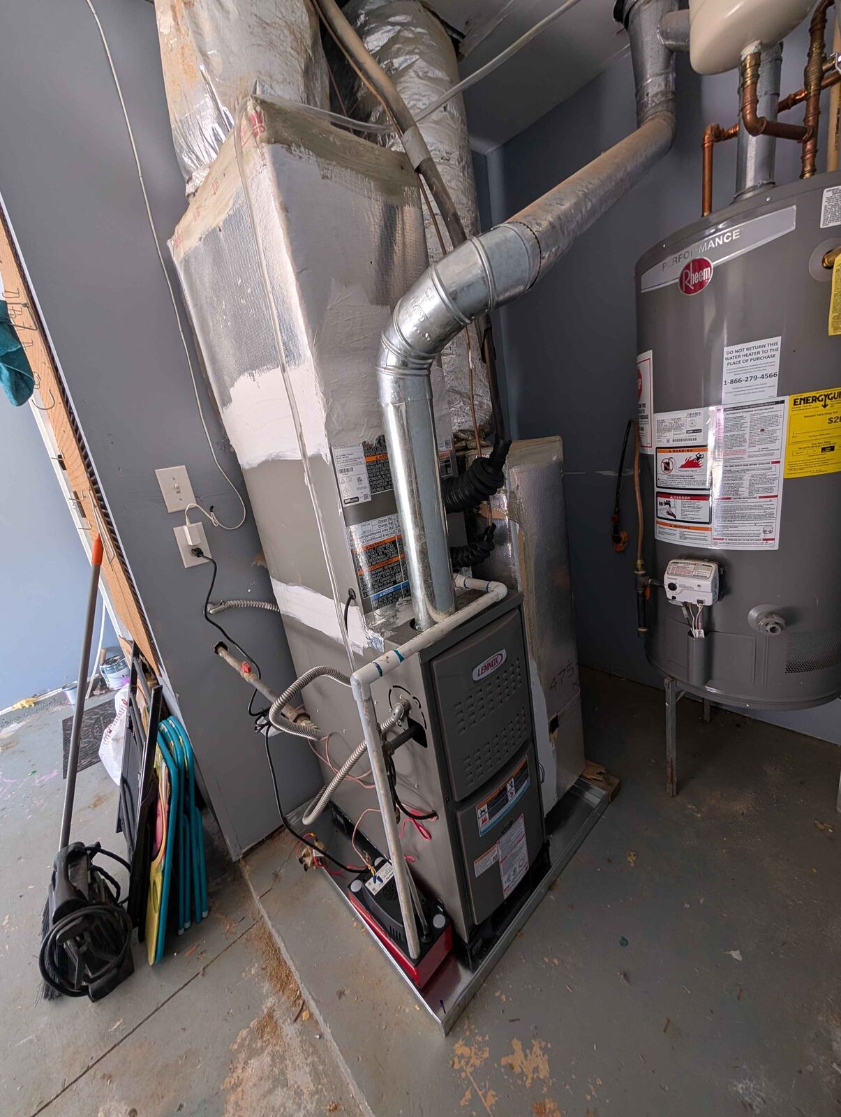 Lennox furnace and Rheem water heater install